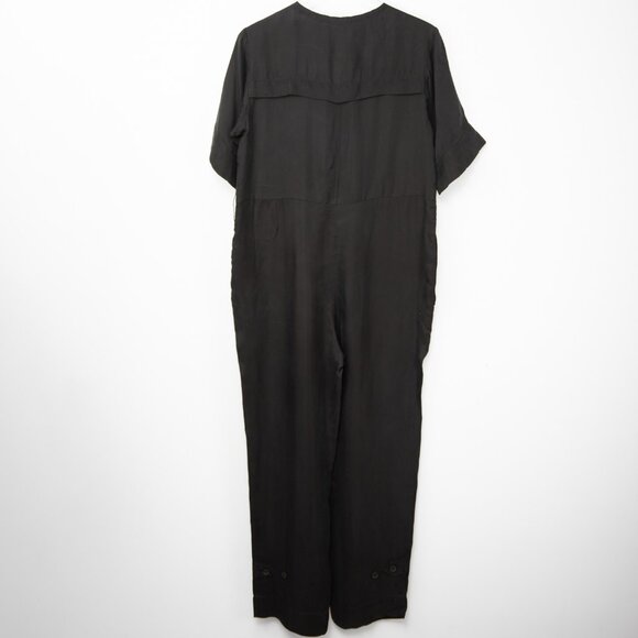 Rebecca Minkoff Carrie Jumpsuit 100% Cupro Short Sleeve Belted Black Size XS - Picture 3 of 7